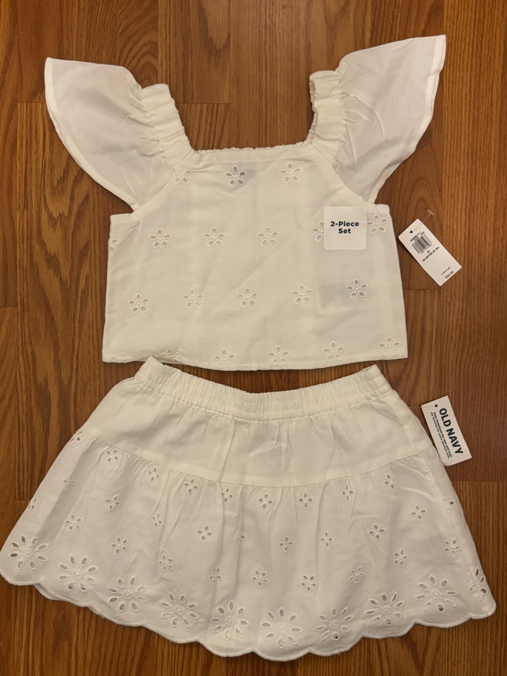 Old Navy White Eyelet Crop Top & Skirt Set
